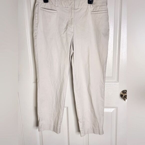 Talbots 8 Curvy Cream Ankle Length Zipper Pockets BeltLoops Women’s Pants - Picture 1 of 7